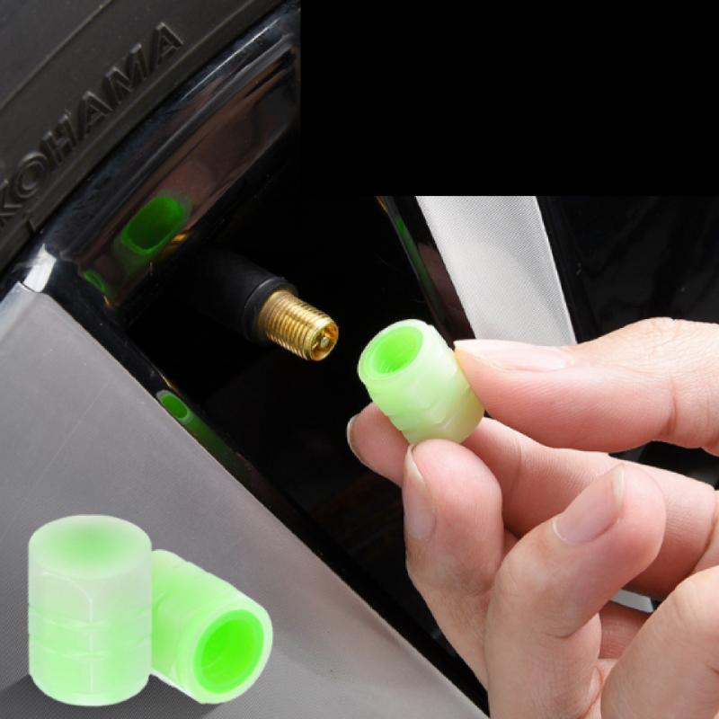 4/8PCS Colorful Luminous Tyre Valve Caps Fluorescent Night Caps Motorcycle Bike Night Glowing Cap Decor Nozzles Tyre Accessories