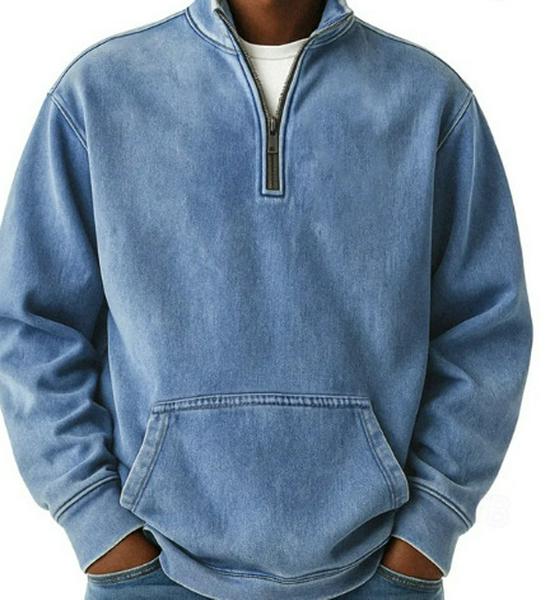 2025 European Style Men's 3D Print High Collar Half-Zip Hoodie for Spring/Autumn