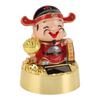 God of Wealth Figurine Solar Powered Automatic Nodding Durable Cai Shen Statue Decor for Home Car