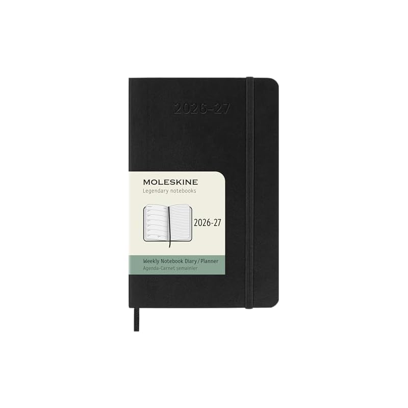 Moleskine 2026 Weekly Diary, July Start, 18 Months, Pocket Size (9cm x 14cm), Soft Cover, Black DSB18WN2Y27
