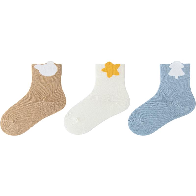 minibala Baby 3-Pack Soft Cotton Mid-Tube Socks 100
