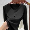 Black Women's Long-sleeved Summer New Half-sleeved Slim-fit T-shirt Simple Versatile Top Women