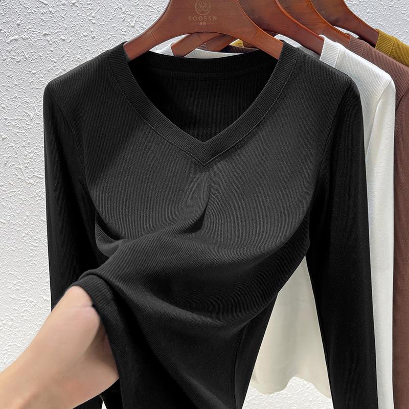 Black Women's Long-sleeved Summer New Half-sleeved Slim-fit T-shirt Simple Versatile Top Women