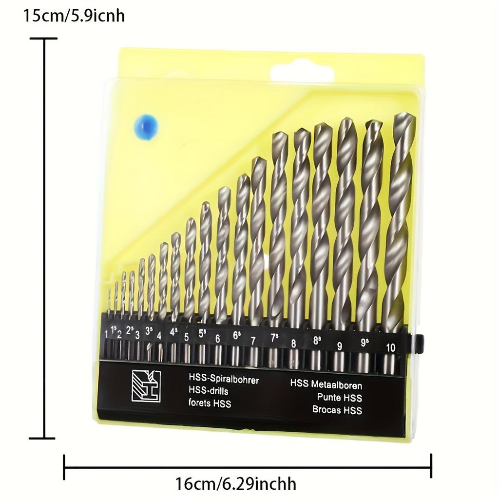 19 Pcs Drill Bit Set M35 Cobalt Round Straight Handle Metric Drill Bit Set 1mm-10mm Drill Bits Suitable for Cast Iron, Copper,