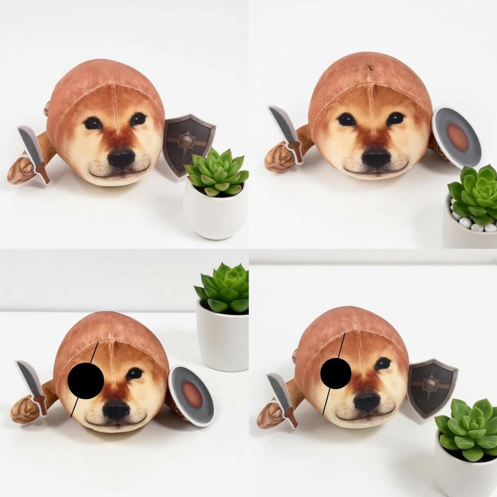 Peluche Cheems Shiba Inu Carino da 16 cm con Spada e Scudo Divertenti Cane Imbottito Portachiavi Morbido Ciondolo Regalo di Compleanno Creativo Bambini Ragazzi Ragazze