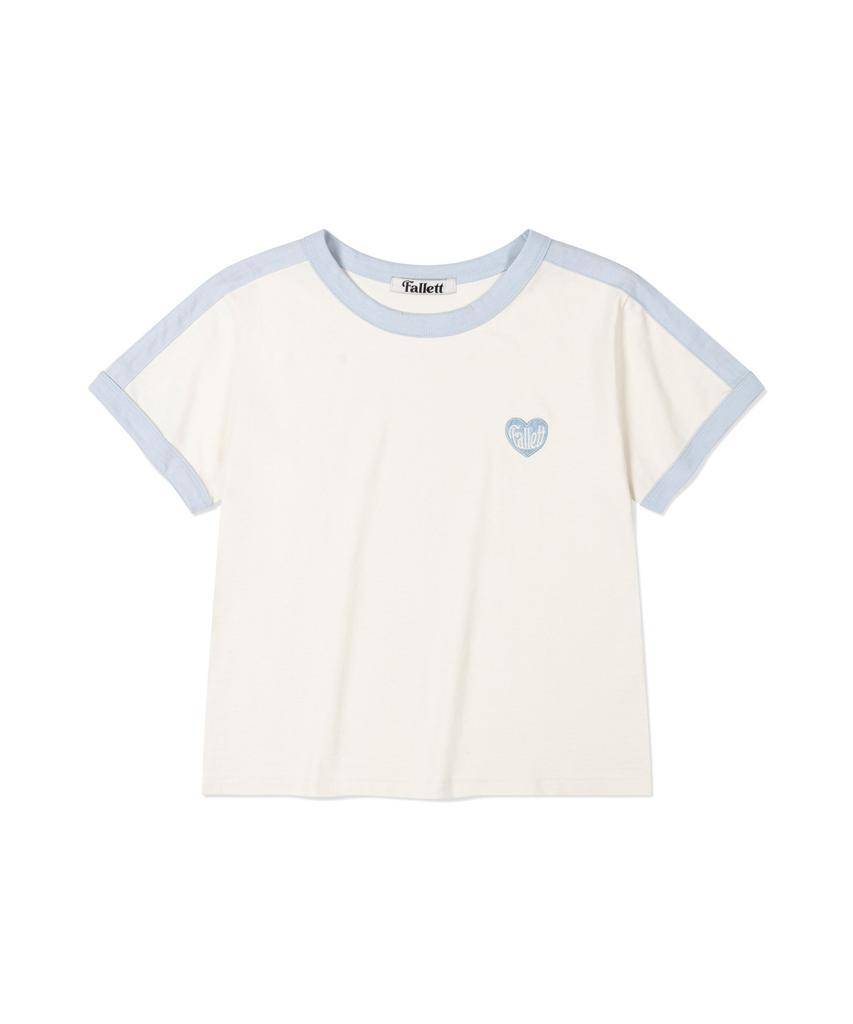 FALLETT Heart Emblem Ringer Short Sleeve T-Shirt Sky Blue