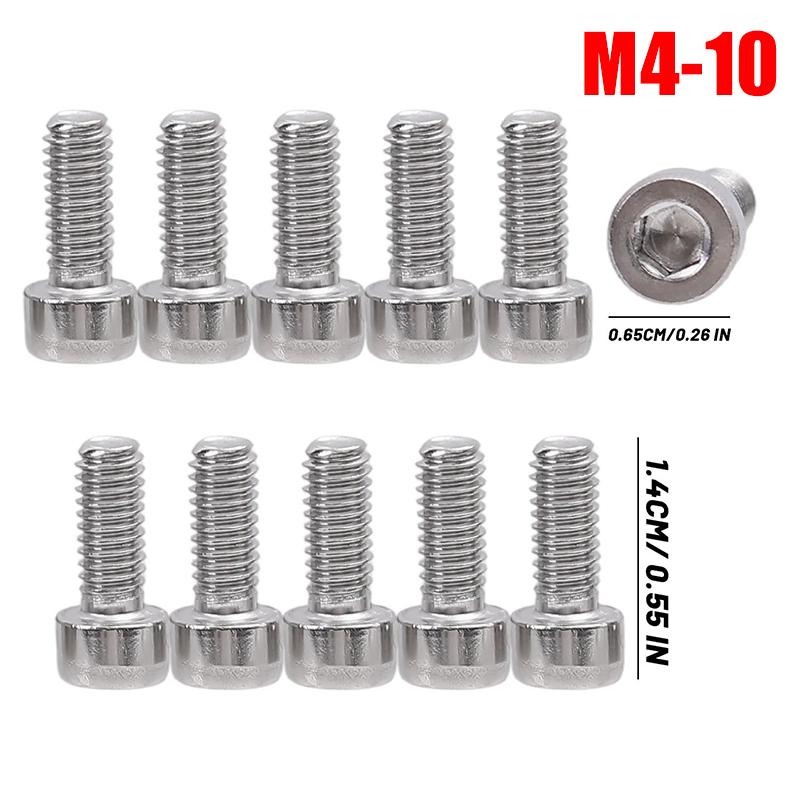 100/10x Stainless Steel Hex Socket Screws Threaded Hexagon Head Cap Screws Bolts Furniture Boat Marine Hardware Fasteners Tool