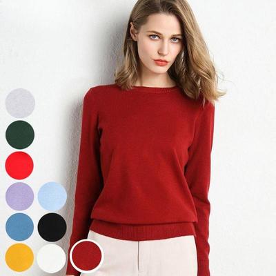 Round Neck Bottoming Shirt Sweater Women Short Long Sleeve Pullover Solid Color Knitted Sweater EMA