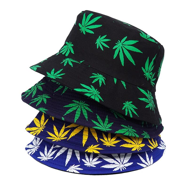 Yto Scarf Women's Summer Autumn Sun Bucket Hats Men Buckets Caps Weed Print Hat Fisherman Sunscreen Hats For 56-58Cm