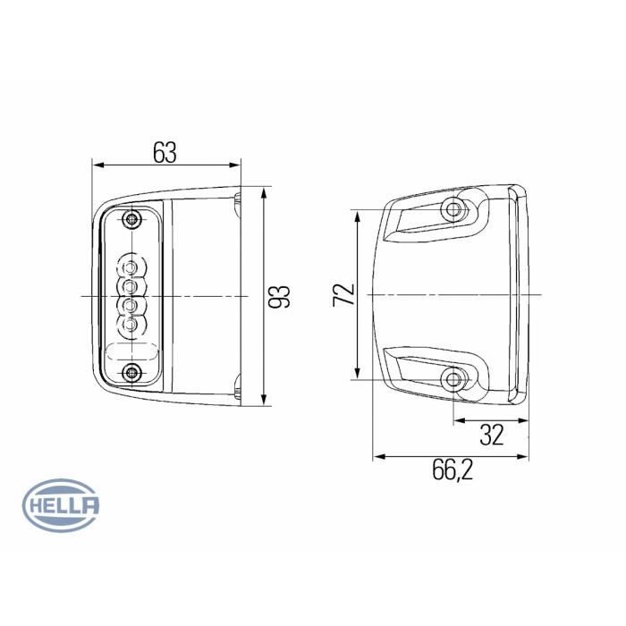 Feu LED - COLT - XM 117 - Montage latéral - 4 LEDs - Noir