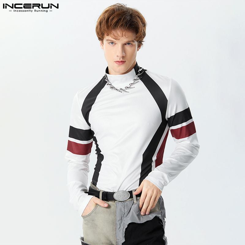 

INCERUN Мужские весенние полосатые укороченные топы с длинными рукавами и майки