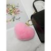 MAIA Rabbit Fur Heart Keychain & Charm - Pink
