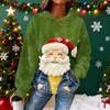 Women's Hooded Long Sleeve Christmas Printed Flannel Top Hooded Sweatshirt