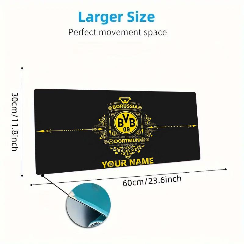 Borussia Individueller Name Große Größe Mauspads Große Gaming-Tischunterlage Rutschfest Laptop Tablet Großes Mauspads XXL Matte Mini-PC Spielmatte Mit Verriegeltem Rand