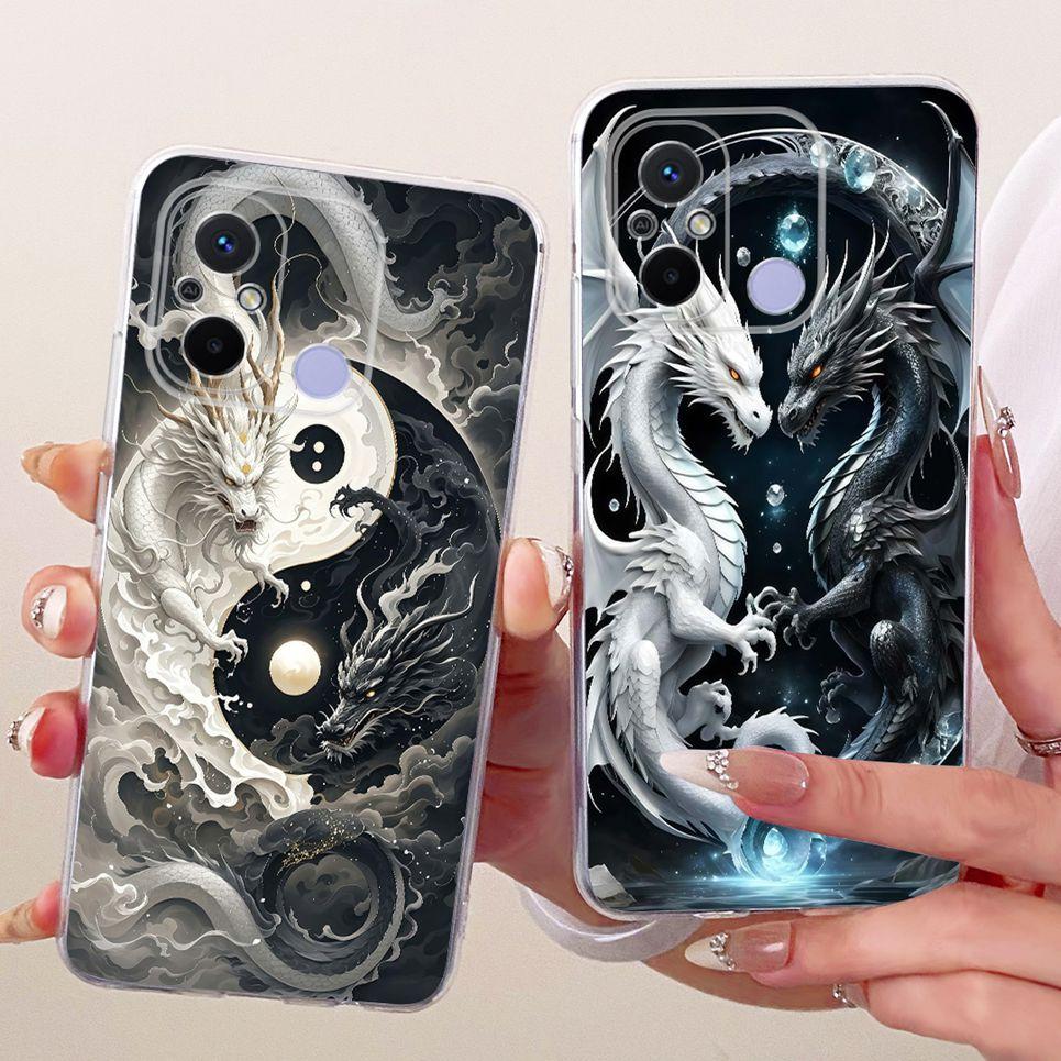 Miękkie Przezroczyste Silikonowe Etui Na Telefon Xiaomi Redmi 12c 12 11A 4G Pokrowiec Poco C55 Wzór z Kreskówkowym Kotem Smokiem Kwiatem Motylem