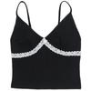 Summer New Women's Sexy V-neck Cami Top Color-block Lace Patchwork Striped Inner Tank Top for European American Y2K Girls