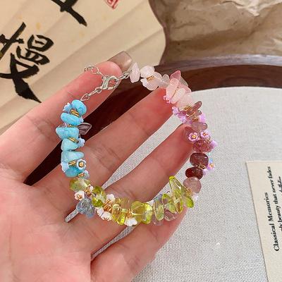 Summer Sweet High-end Color Butterfly Beaded Bracelet Flower Bracelet Girlfriend Gravel Jewelry