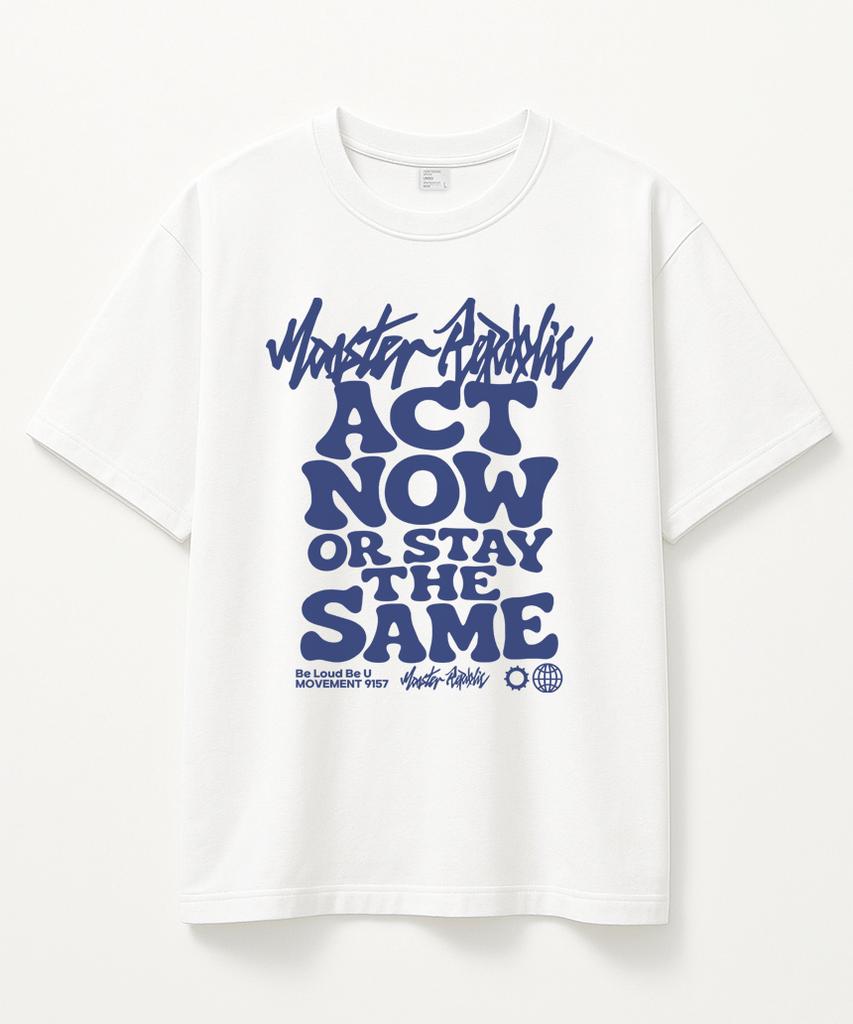 MONSTER REPUBLIC Act Now Indigo Blue T-Shirt White_9157