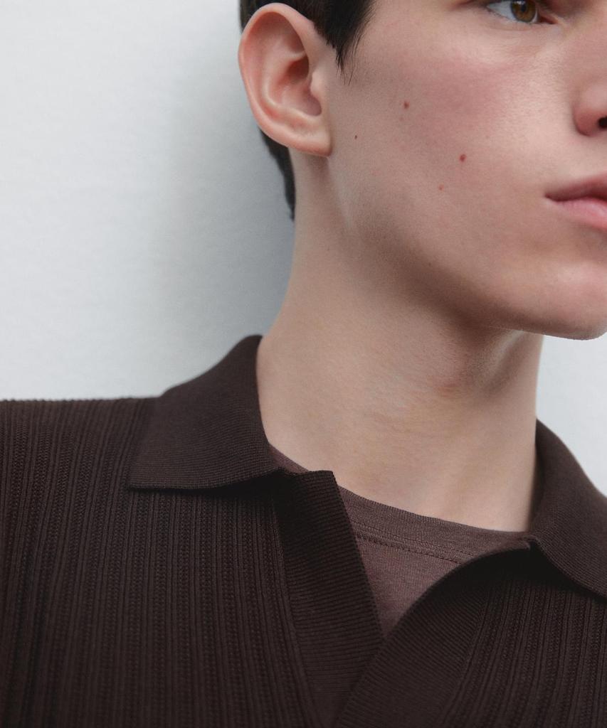 Masimodutti Cotton Blend Knit Jersey Polo