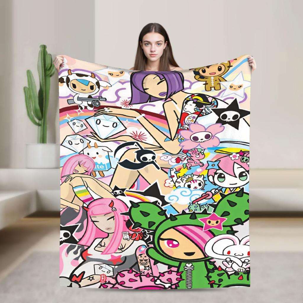 T-Tokidoki-S Warm Soft Blanket Decorative Plush Throw Blanket Street Trend Couch Chair Flannel Bedspread Sofa Bed Cover