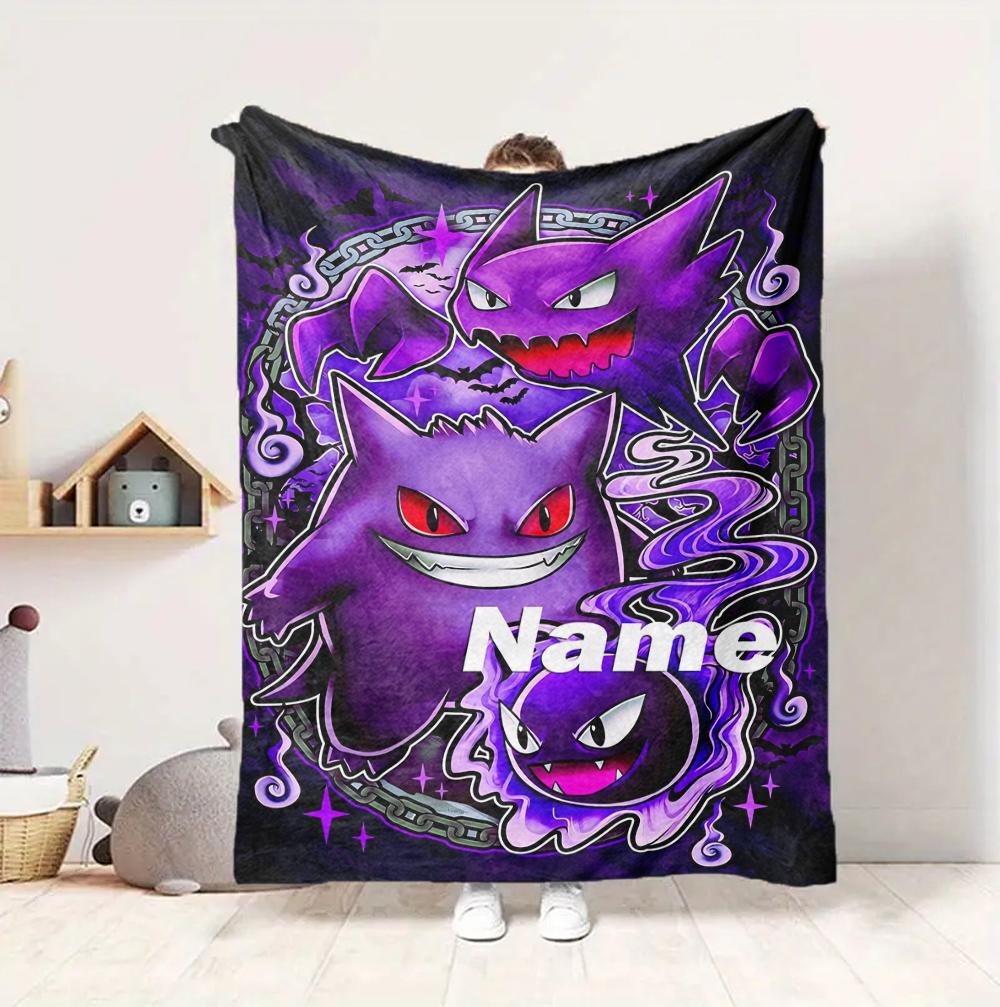 Custom Name Ghostly Friends Flannel Blanket Throw Blanket Soft Warm Sofa Bed home Decor Unique Gift