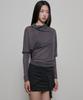 Peulleeoeob Sheer Asymmetrical Long Sleeve (Fl-175_Charcoal)