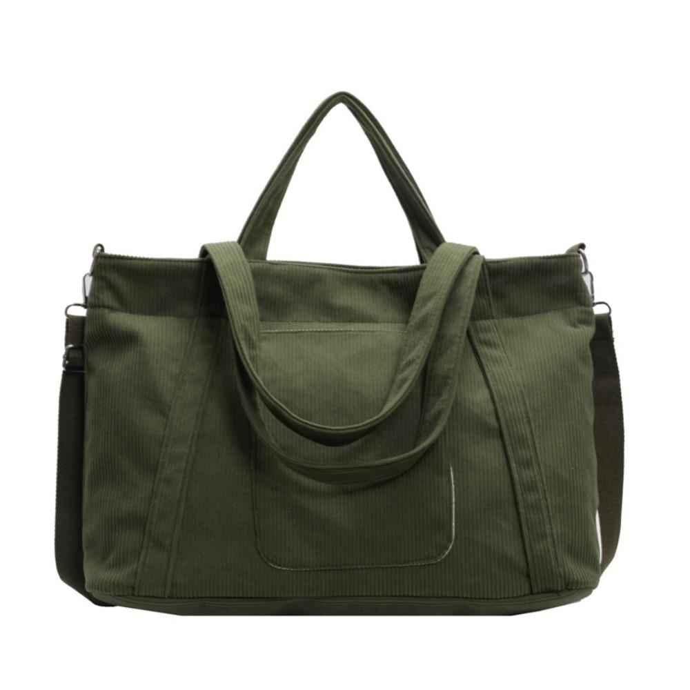 Solid Color Corduroy Shoulder Bag Large Capacity Crossbody Bag Canvas Tote Bag  All-match
