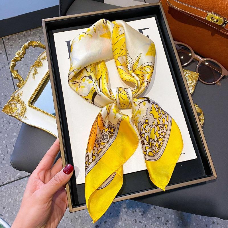 New Blue Silk Scarf Premium Women's Neck Scarf Spring and Autumn Retro Scarf Strap Bag