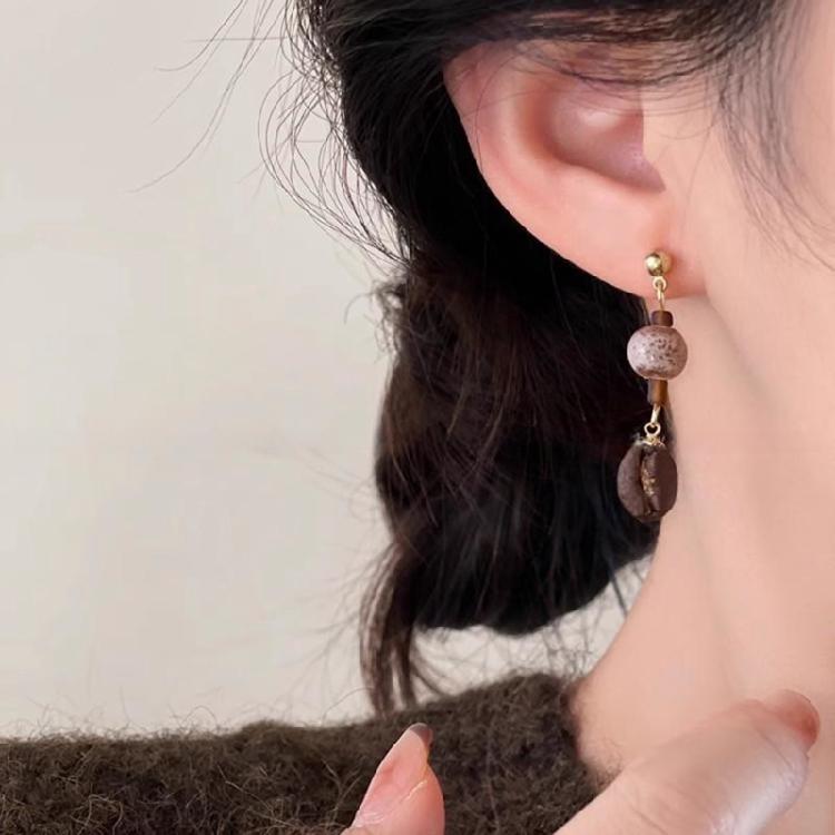 Trendy Coffee Bean Studs Earrings Comfortable Dangle Earrings Accessory Fashion Ethnic Style Jewelry for Coffee Lovers