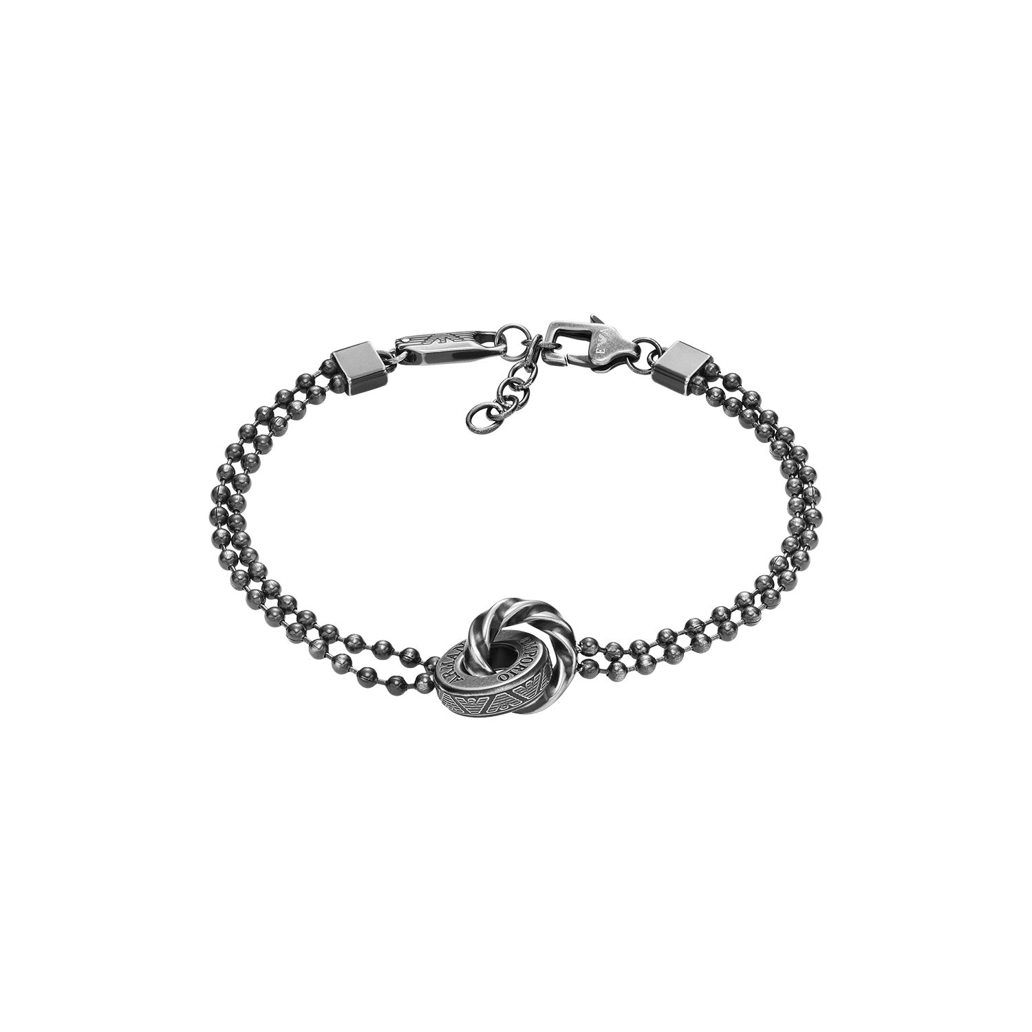Emporio Armani Qixi Limited Edition Vintage Style Double Ring Bead Stainless Steel Bracelet Men bracelet Silver EGS3028040 Shopping Bag