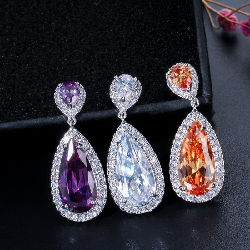 CMM Funkelnde AAA Zirkonia Schmuck Braut Tropfen Anhänger Ohrringe
