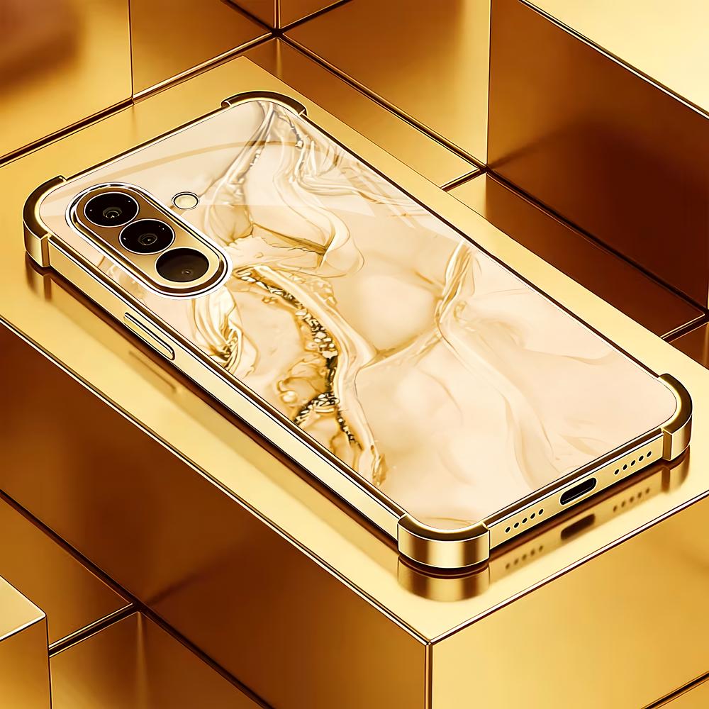 

Gold textured electroplated glass phone case suitable for Samsung Galaxy S26 S25 S24 S23 S22 S20 FE/Ultra/Plus anti drop GalaxyA255G