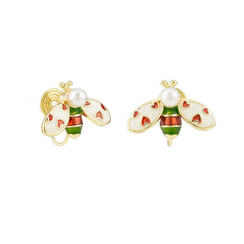 

Милые красочные эмалированные маленькие серьги в виде пчелы, модные ретро женские катушки от комаров, зажим для ушей без отверстий для ушей
