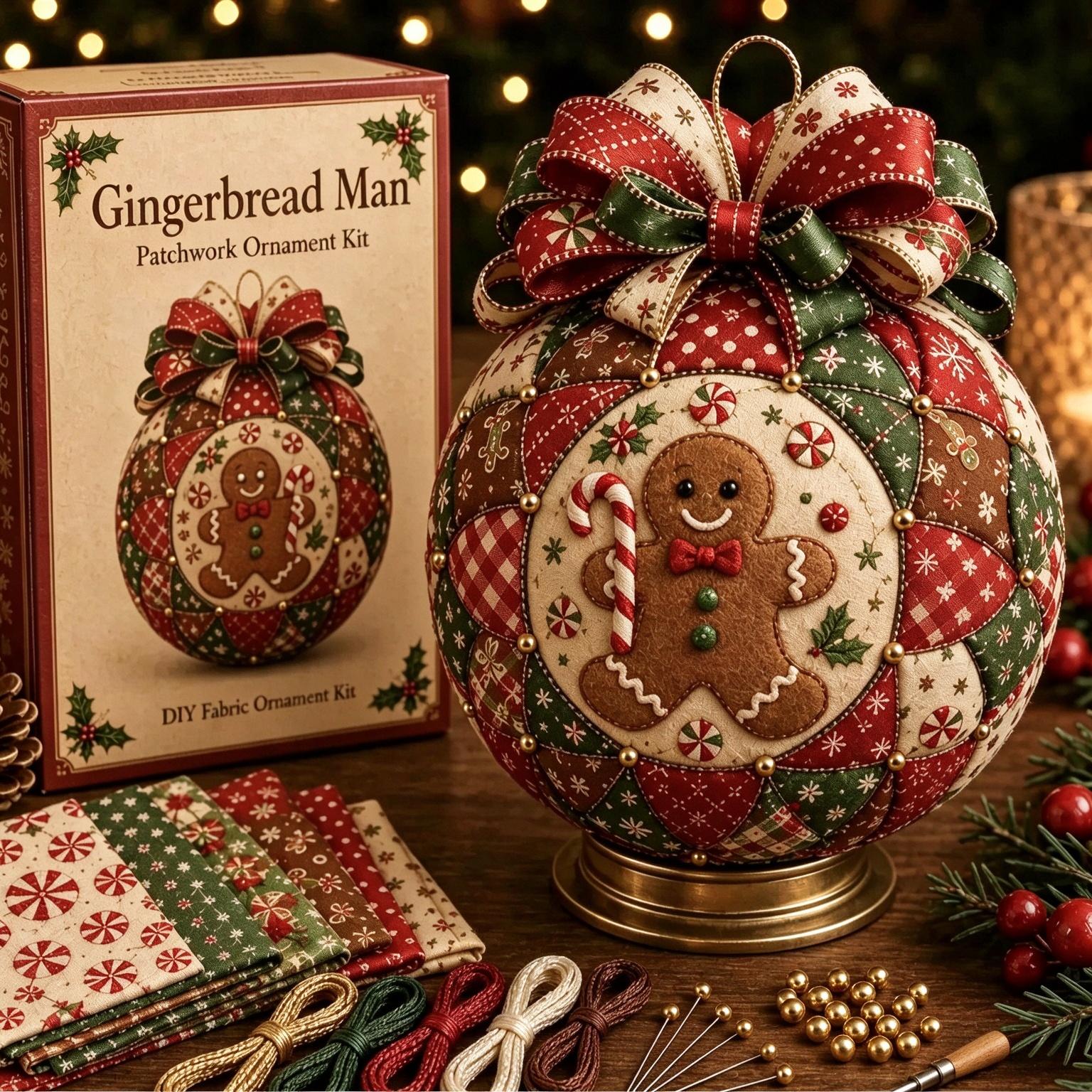Kerstdecoratie Ornament in Vintage Stijl Patchwork Decoratieve Bal Kit Doe-het-zelf Handwerk Beginnersvriendelijke Kerst Naaisetje Feestelijke Cadeaus