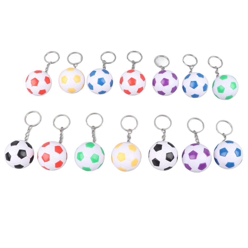 14pcs PVC Soccer Keychains Key Ring Football Keychains Waterproof Football Keyrings Sport Ball Key