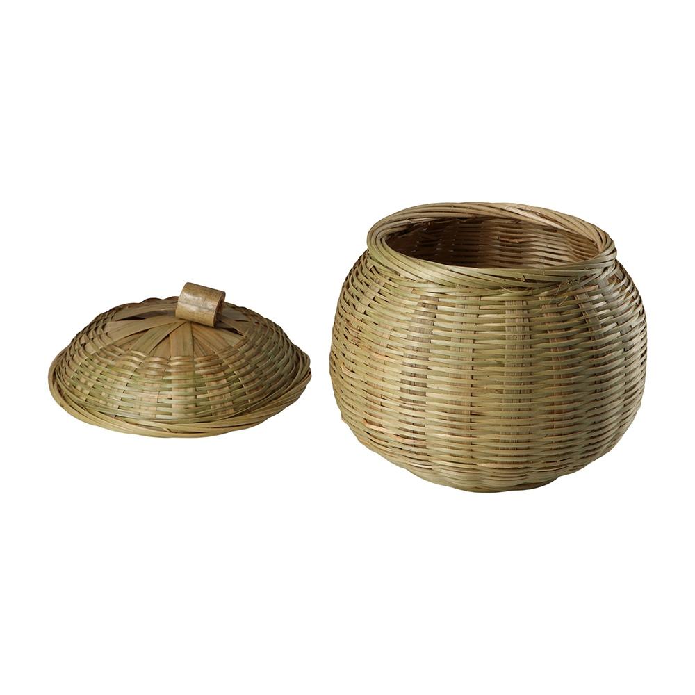 Round Decorative Wear-resistant Lightweight Durable Wicker Tray Storage Basket Rattan Box with Lid