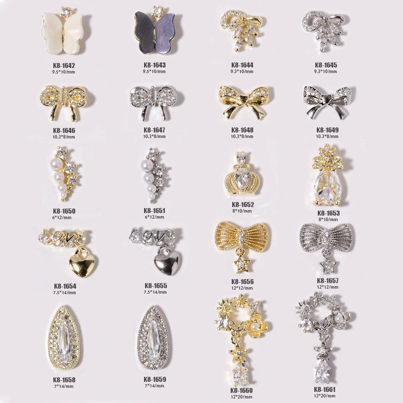 Luxury Zirconia Rhinestone Bow Nail Art Accessories