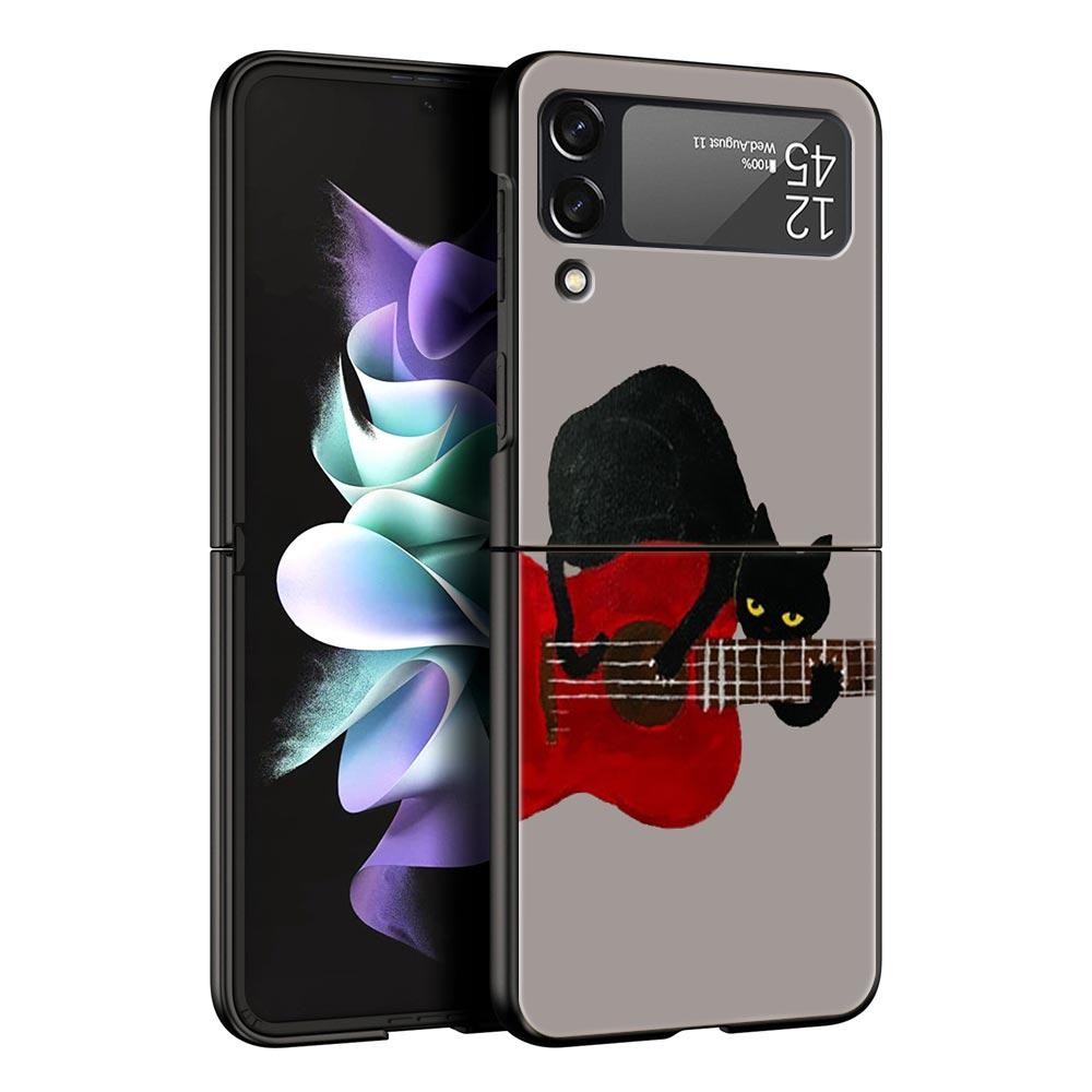 

Phone Case for Samsung Galaxy Z Flip 3 4 5 6 7 Folding Shell For Samsung Z Flip4 Flip5 PC Hard Cover Lovely Cat Playing Fun Galaxy Z Flip5