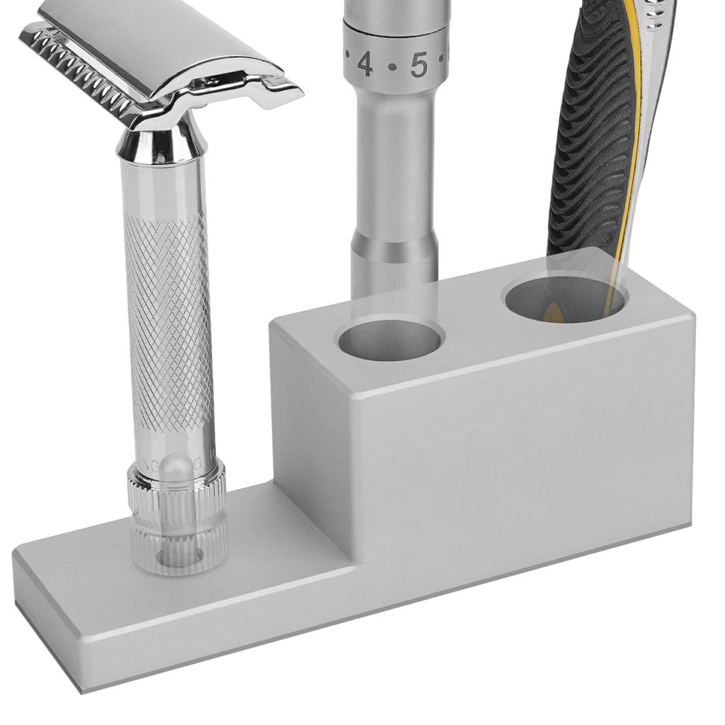 Linkidea Aluminum Alloy Razor Stand with Drainage Fits Viking Blades and Merkur Safety Collectible Display Bathroom Gift for Men Base, Razors, Stand,