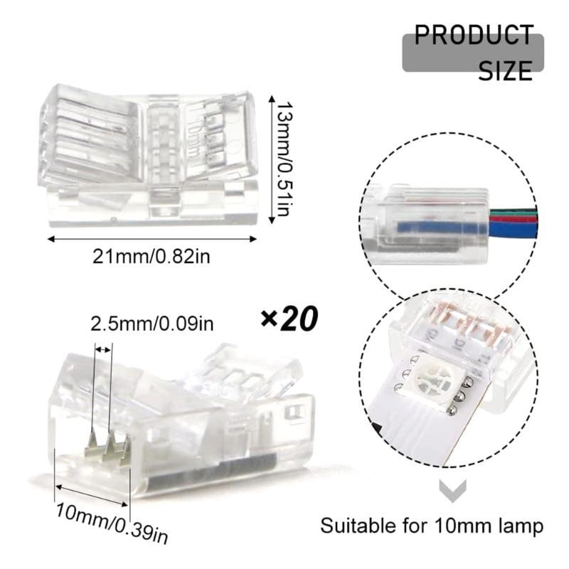 20PCS/Lot LED Strips Connectors Tool Installation with Heat Resistant
