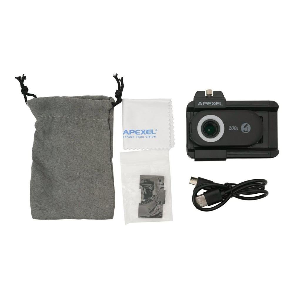 APEXEL Smartphone Microscope APL-MS200 200x Magnification with High-Brightness LED Light, Compact, 828835