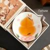 Mili Wenhua Hand-Painted Peony Ceramic Gourd Tea Cup