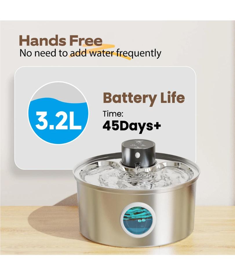 3.2L Recharge 5V USB Cat Water Fountain Automatic Sensor Stainless Steel Cat Dog Water Fountain Multiple Pet Drinking Bowls