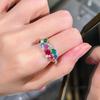 Colored Gemstone Ring Women's Design Niche Light Luxury Exquisite Elegant Colored Treasure Opening Adjustable Hand Jewelry 2026