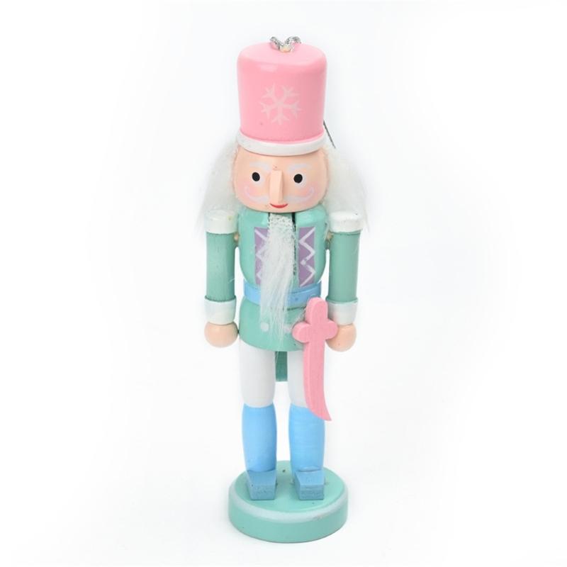 6pcs Festival Wood Soldier Figurines Holiday Nutcrackers Ornament in Soft Color for Creative Party Decoration