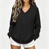 Women's Casual V-Neck Long Sleeve Sweatshirt Top for Everyday Wear
