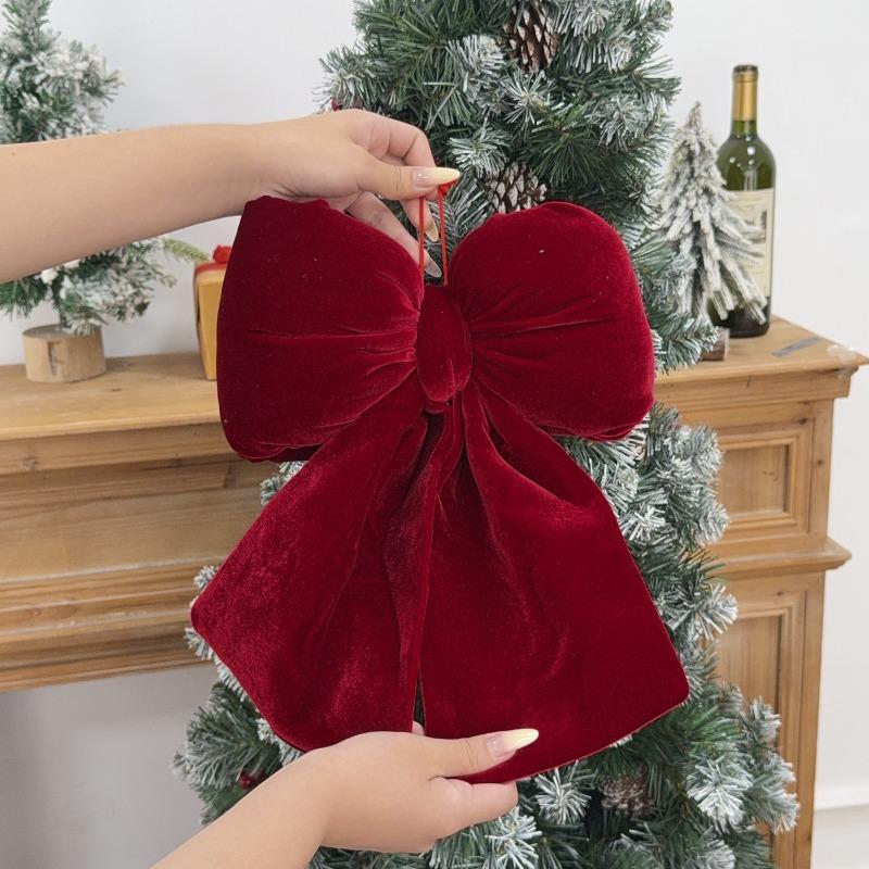 3/1PCS Large Red Velvet Christmas Bow Ornaments Xmas Tree Bowknot Hanging Pendant for Holiday New Year Party Gifts Decoration