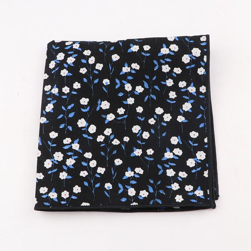 25cm Vintage Floral Cartoon Printed Handkerchief Cotton Women Men Wedding Suits Pocket Square Adult Gift Accessory High Quality