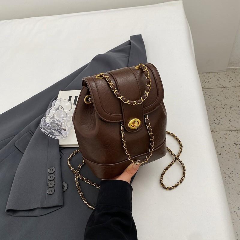 2023 New Student Commuting Small Backpack Women Retro Casual Double Shoulder Bag High-grade Small School Bag Coffee