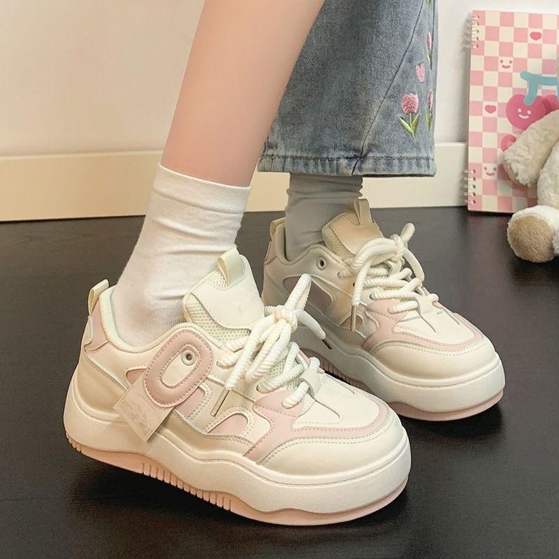 NEU Herbst Niedliche Weiße Sportschuhe Damen Freizeit Trainer Niedliche Plateau Mädchen Studenten Dick Atmungsaktives Mesh